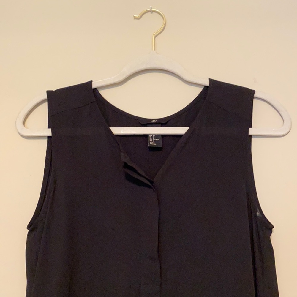 Black HM shear high low blouse